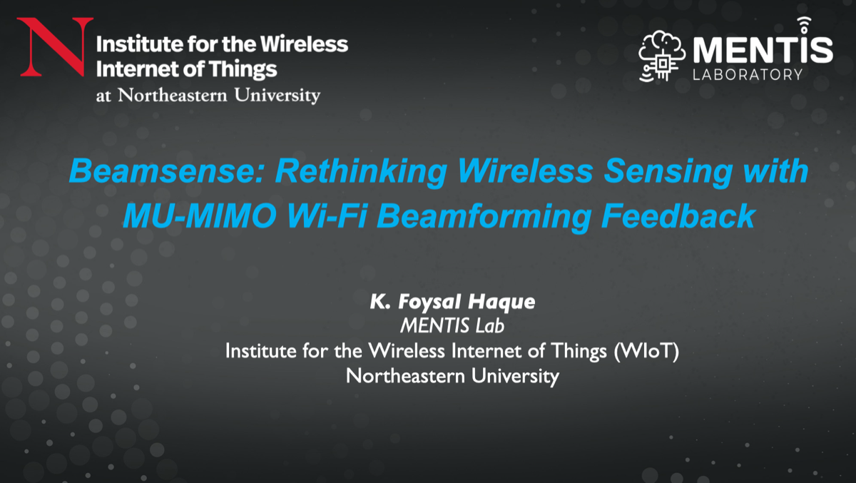 Title slide for the BeamSense research presentation