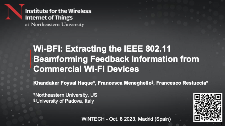 Title slide for the Wi-BFI presentation at ACM WiNTECH 2023