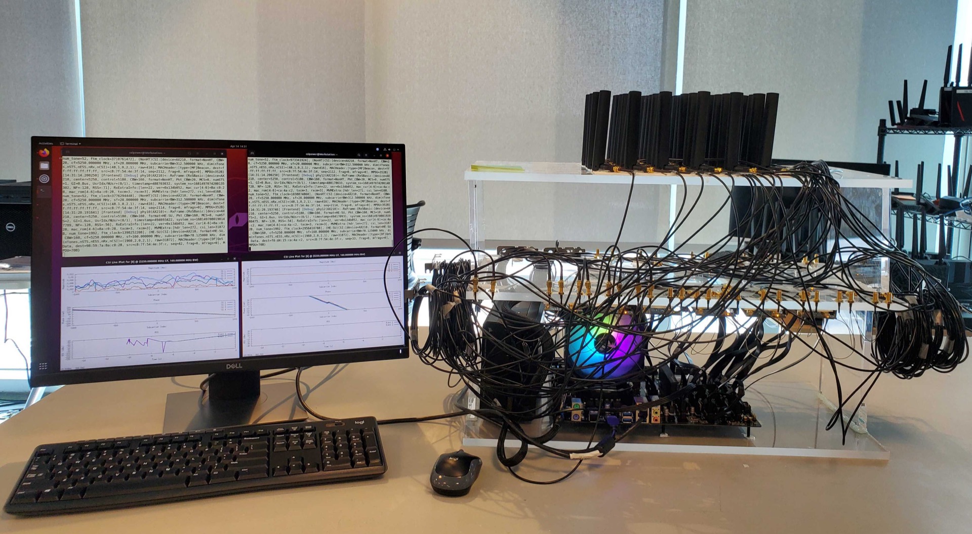 WiSEC hardware with reconfigurable antenna array and live channel measurements
